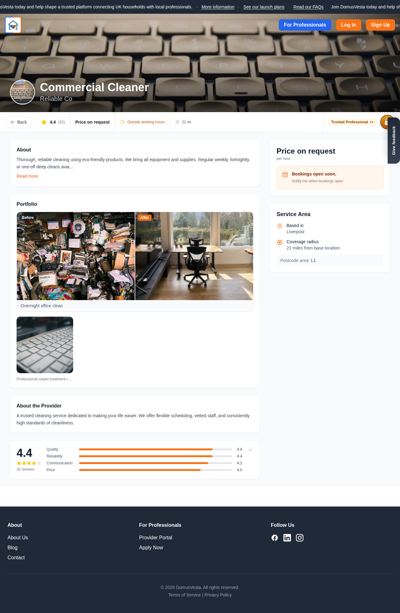 A provider's profile